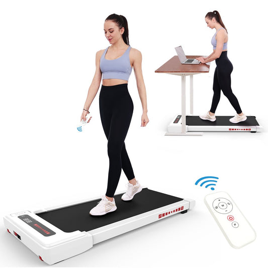 Professional title: "White Portable Mini Treadmill with Remote Control for Under Desk Walking - 2.25HP"