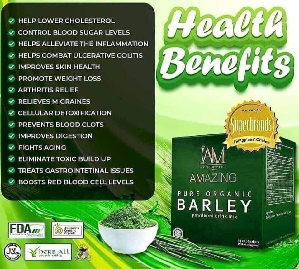 "Amazing Pure Organic Barley - 1 Box or 10 Sachets with Free Shipping!"