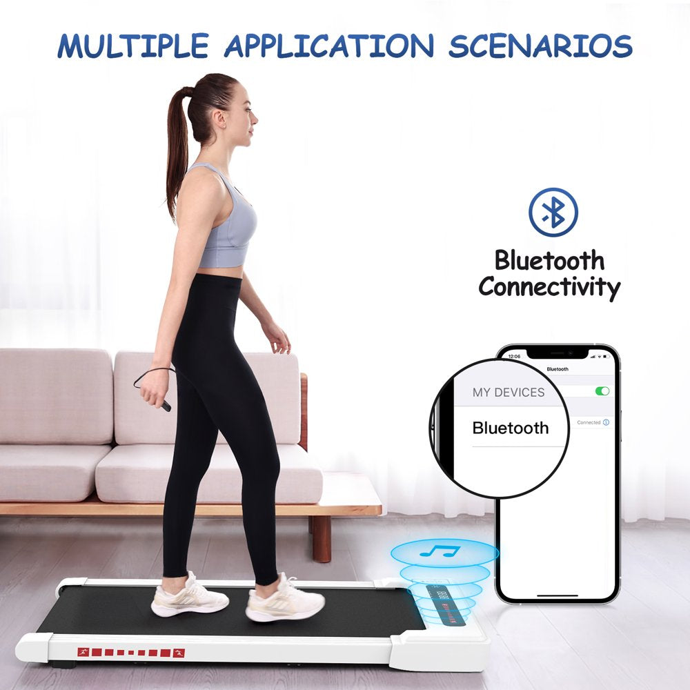 Professional title: "White Portable Mini Treadmill with Remote Control for Under Desk Walking - 2.25HP"