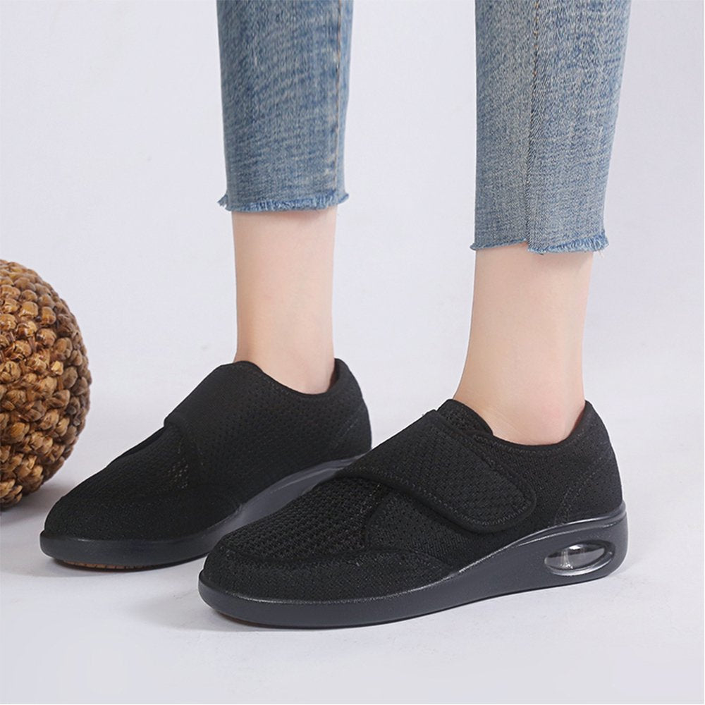 "Comfortable and Stylish Wide Width Sneakers with Adjustable Straps for Elderly, Diabetic, and Swollen Feet"