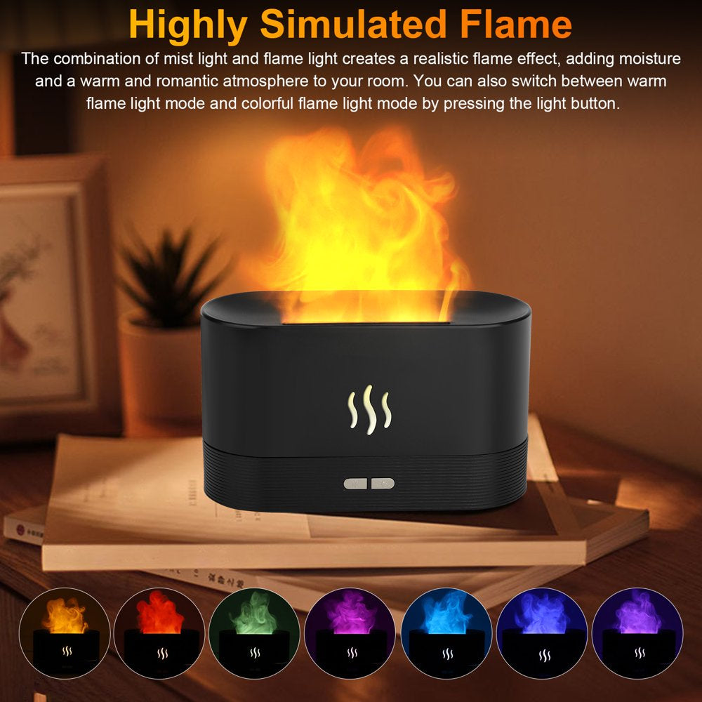 Professional title: "180ml Flame Air Humidifier Essential Oil Diffuser with 3D USB 7 Color Light Aroma Diffuser for Home, Office, Spa, and Gym"