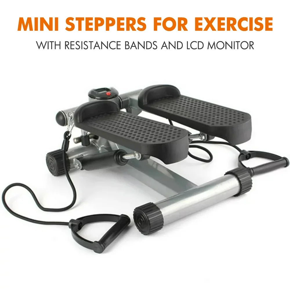 "Total Body Workout Stepper with Resistance Bands and LCD Monitor - Get Fit with Our Mini Stair Climber!"