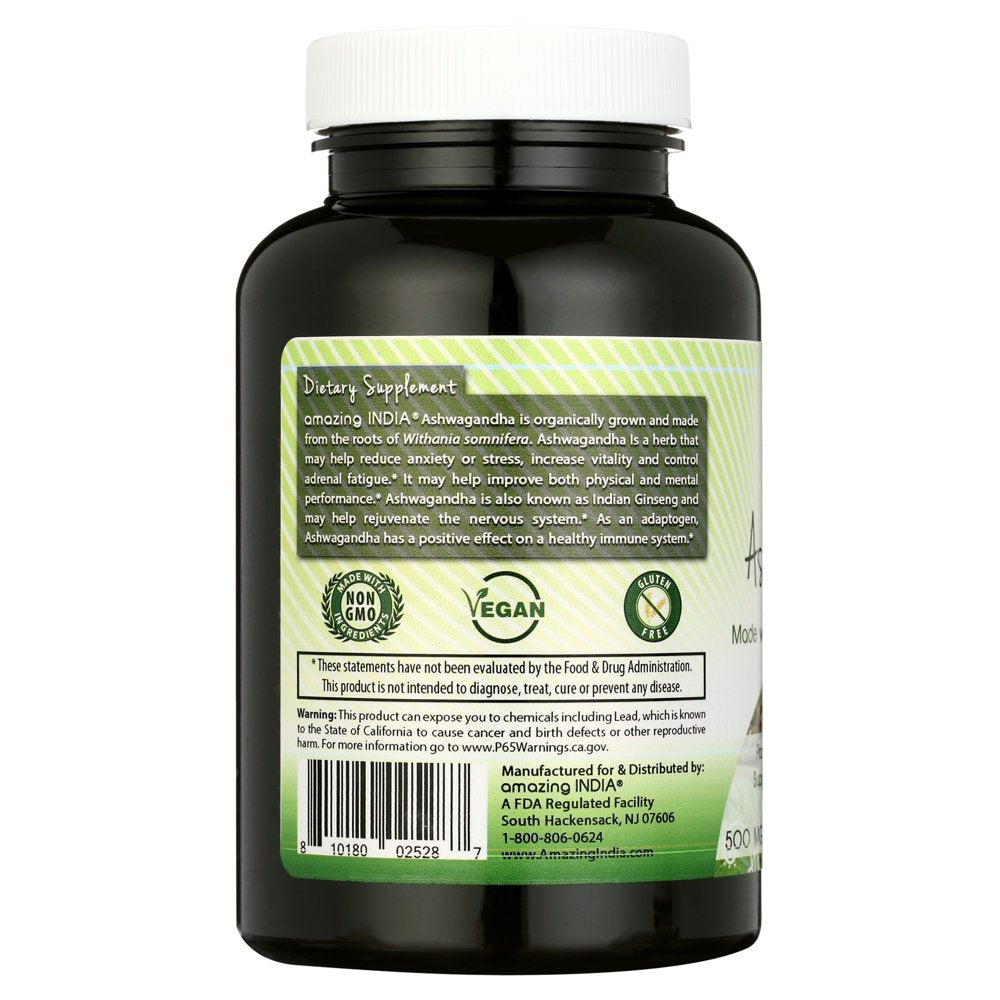 "Pure Ashwagandha Extract - 500mg Vegan Capsules for Stress Relief and Energy Boost - 120 Count"