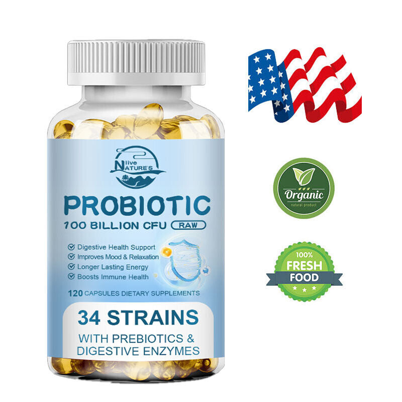 "Ultimate Gut Health: 100 Billion CFU Probiotics with Digestive Enzymes for Immune Support - 120 Capsules"