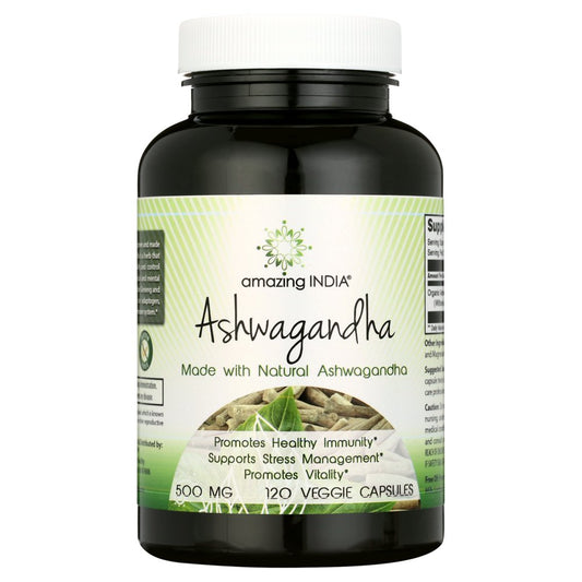 "Pure Ashwagandha Extract - 500mg Vegan Capsules for Stress Relief and Energy Boost - 120 Count"