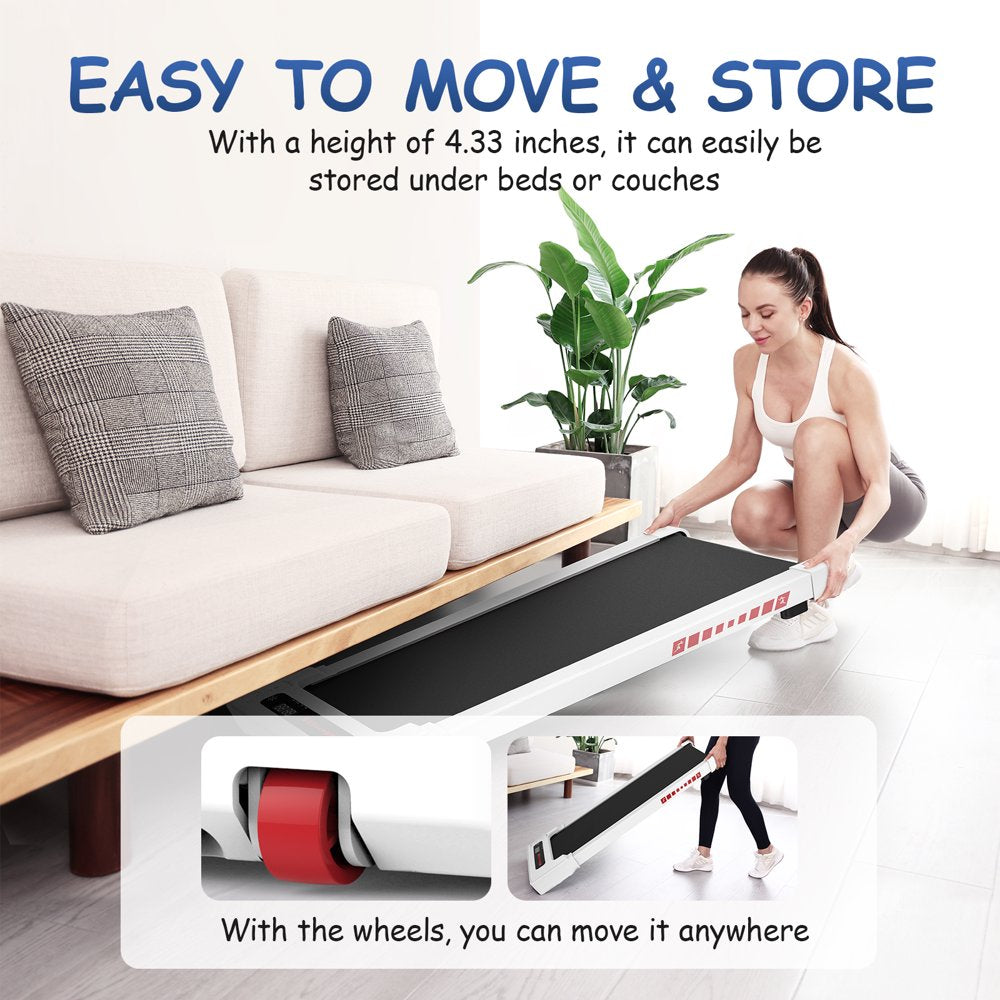 Professional title: "White Portable Mini Treadmill with Remote Control for Under Desk Walking - 2.25HP"