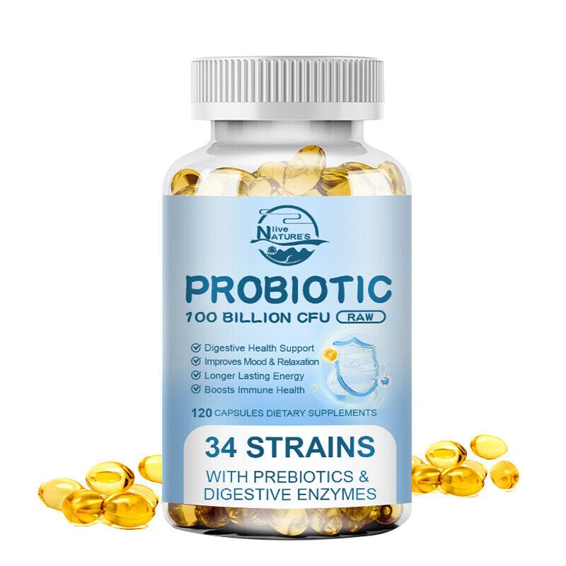 "Ultimate Gut Health: 100 Billion CFU Probiotics with Digestive Enzymes for Immune Support - 120 Capsules"